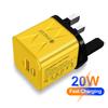 20 Вт 3.0 USB быстрое зарядное устройство для телефона тип C адаптер быстрой зарядки для iPhone 15 14 13 Samsung Xiaomi PD 2 порта британская вилка
