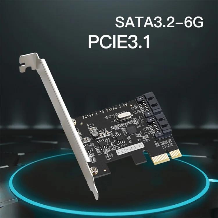 TXB116 SATA Карта расширения жесткого диска PCI-E 3.1 на 2-портовый SATA 3.2 6 Гбит/с Адаптерная карта (чип: JMB582)
