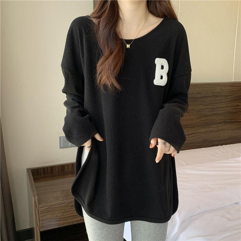 Женский топ с длинными рукавами и вышивкой, новая коллекция 2025 года — универсальный, облегающий, большого размера для весны, осени и зимы.