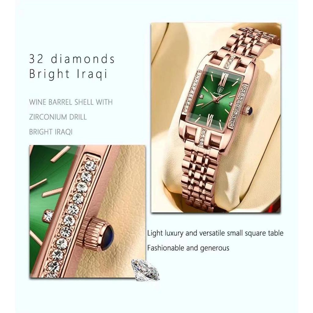 POEDAGAR Diamond Watch Luxury Fashion Business Watches Rectangle Waterproof Quartz Ladies Stainless Steel Watches