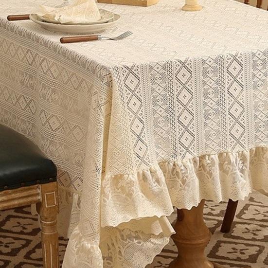 Винтажная скатерть с кружевной оборкой, стирающаяся, французская деревенская, с вышивкой, скатерть для украшения стола на день рождения, свадьбу, банкет, вечеринку, чехол на обеденный стол