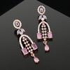 Designer Rose Gold Earrings with CZ Shooting Star and Mint Pink Stones for Women