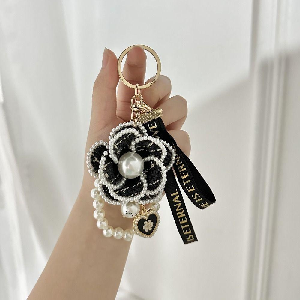 Брелок для ключей «Цветок камелии» в Корейском стиле, брелок для ключей от автомобиля, модная сумка, подвесная подвеска для детей