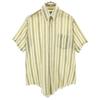 70s Striped Pattern Short Sleeve Shirt 16 Green X Beige Men's Used