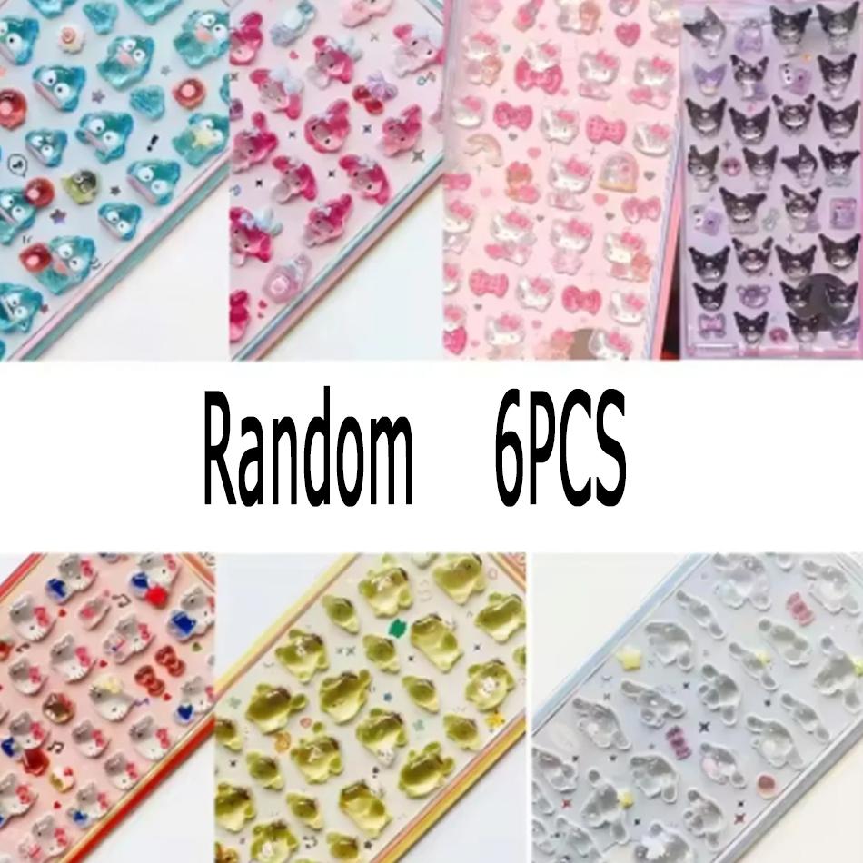 2026 Аниме Хелло Китти Хангидон Синнаморолл 3D прозрачные гелевые наклейки Кристальные декоративные наклейки Детские чехлы для телефонов DIY