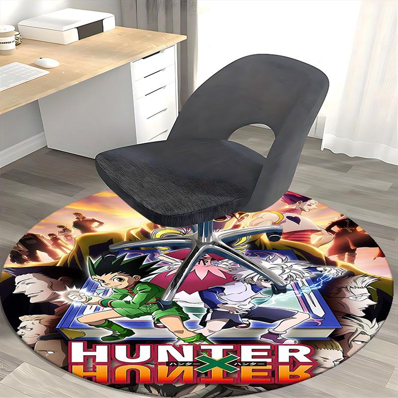 1 шт. Ковер Круглый с Дизайном из Аниме Hunter x Hunter, Коврик под Офисное Кресло, Нескользящий Ковер для Домашнего Декора, Гостиной, Спальни