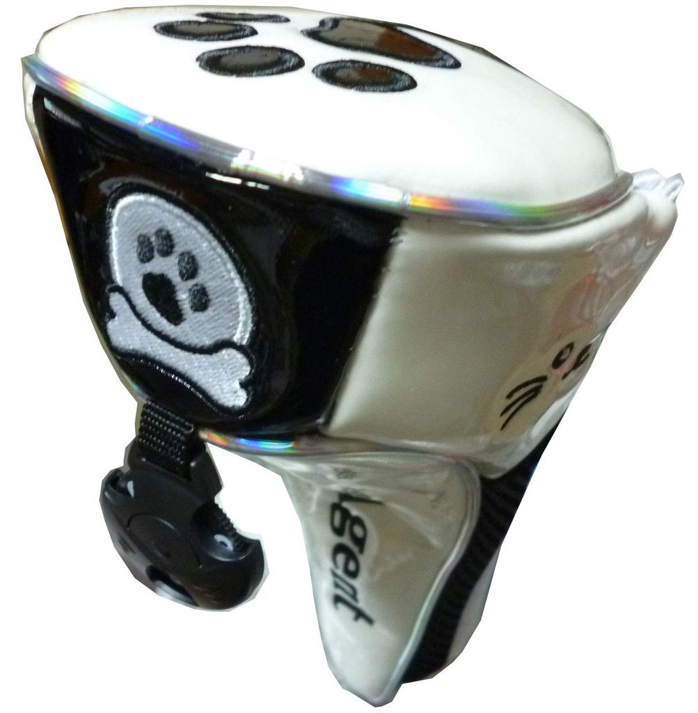 Golf Headcover, Fairway Wood, Paw Print, Magnetic (White/Black, Fairway Wood)