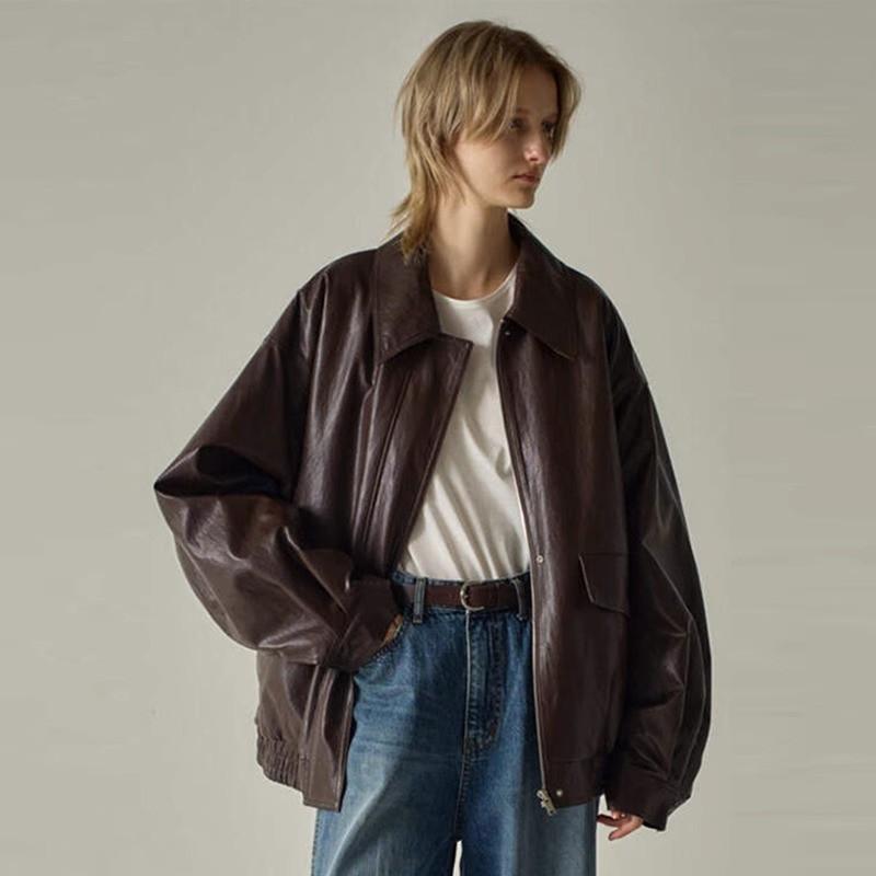 Womens Leather Jacket Fall Winter Minimalist? No Correct: Minimalist Biker Style Loose