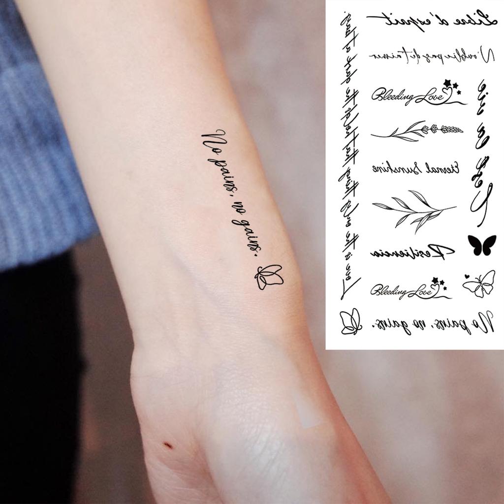 1 Sheet Black Butterfly Temporary Tattoos For Women Adults Fake Water Transfer Letter Tattoo Sticker Neck Hands