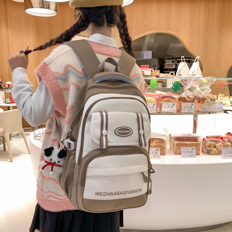 Студенческая школьная сумка, женский однотонный рюкзак для кампуса, рюкзак большой емкости