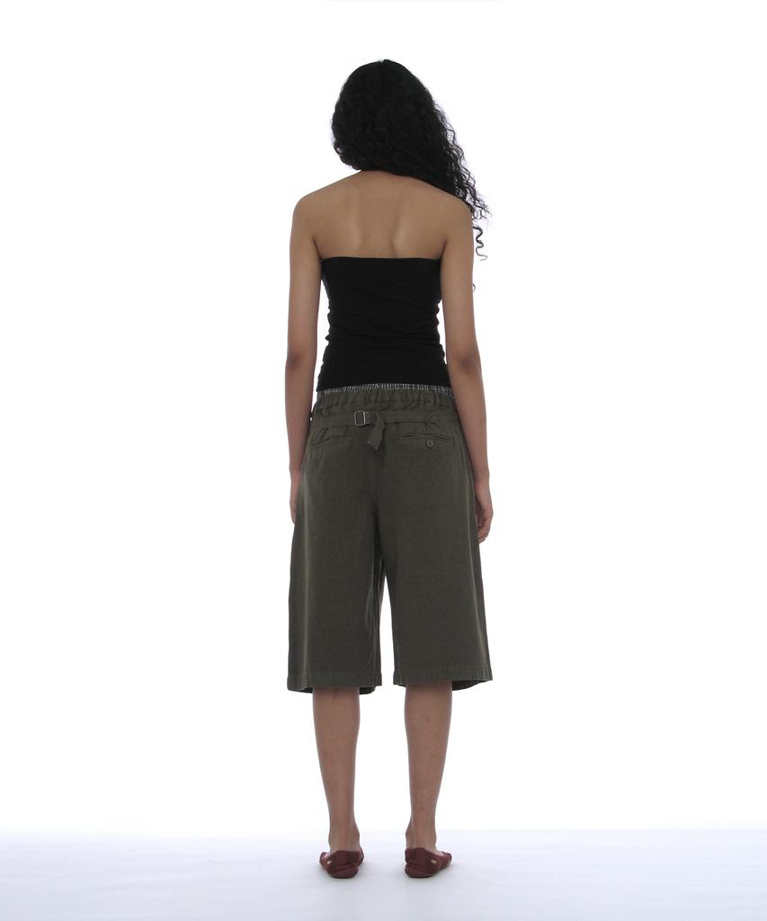 PARTIMENTO WOMEN Two-In-One Double Layered Bermuda Pants_Khaki