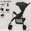 Lightweight Baby Stroller One Lick Folding Baby Stollingcart Can Sit & Lying with Large Canopy Storage Cup Holder for Infants