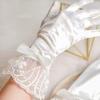 Lace Mesh Wedding Gloves Bow Pearl Chiffon Gloves Vintage Wedding Accessories  Prom Cosplay