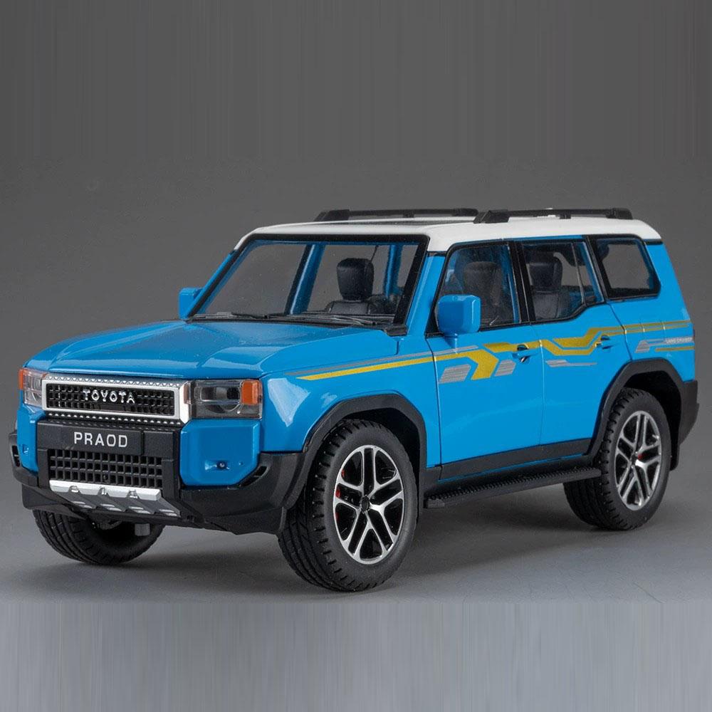 1:24 FJ Cruiser Prado LC250 Car Model Toy Metal Diecast Sound Light Shock Absorption Off-road Vehicle Simulation Boys Gifts