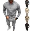 2 Pcs/Set Men Top Pants Suit Half-high Collar Long Sleeve Solid Color Soft Elastic Waist Zipper Thick Warm Pockets Men Winter Tracksuit Sweatshirt