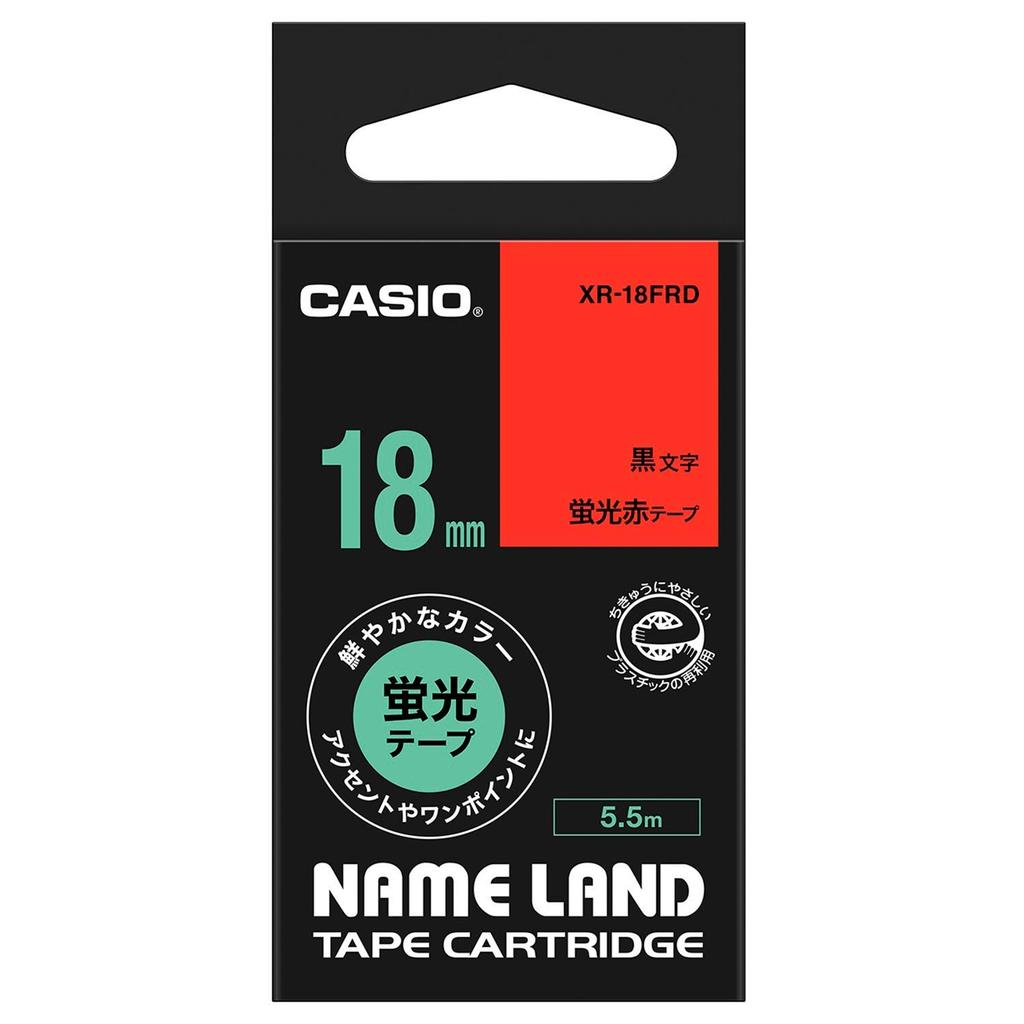 Casio Лента для этикеток Nameland 18 мм флуоресцентная красная XR-18FRD