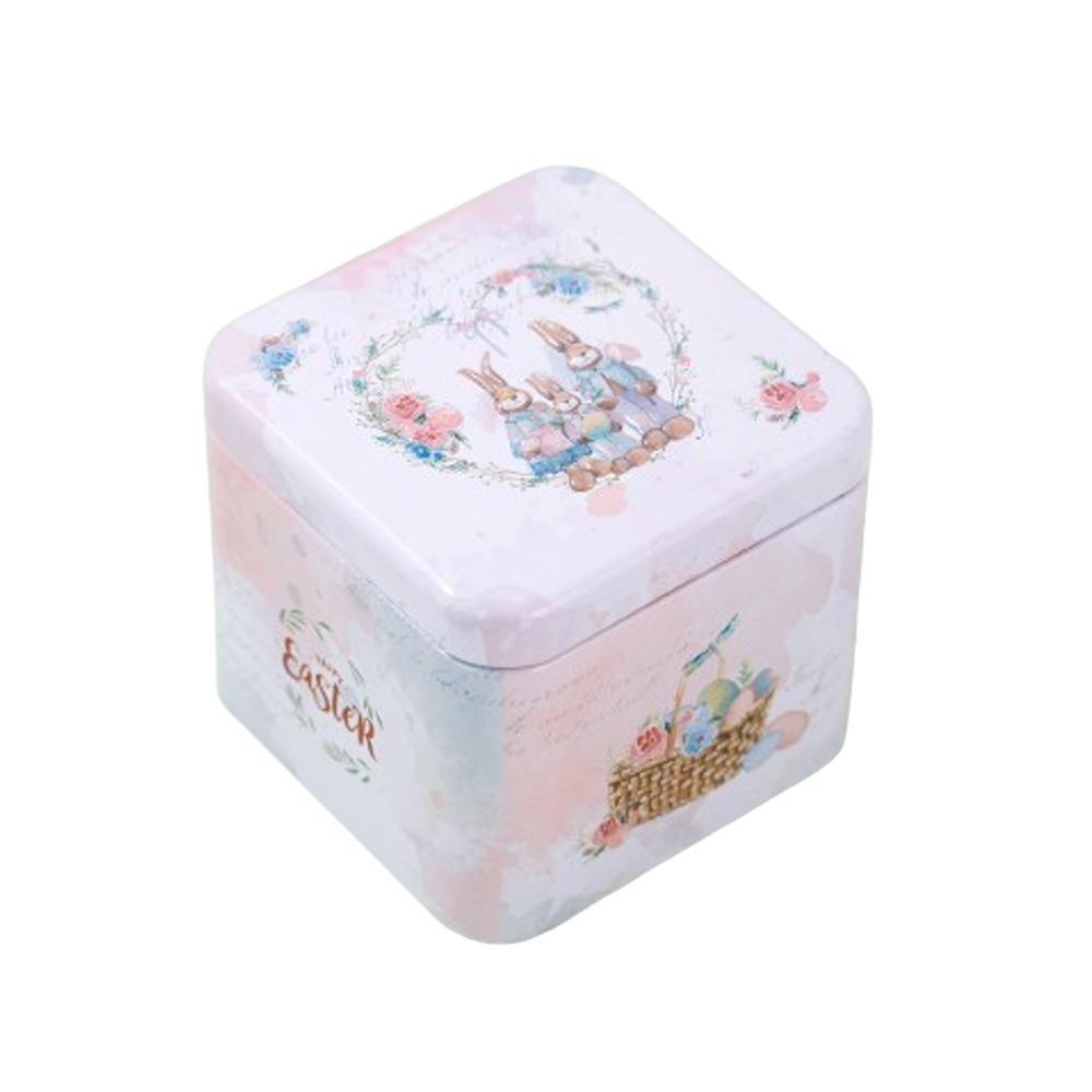 Metal Rabbits Candy Box with Lids Small Tin Can Multi-Purpose Easter Tinplate Box Home Party Decor