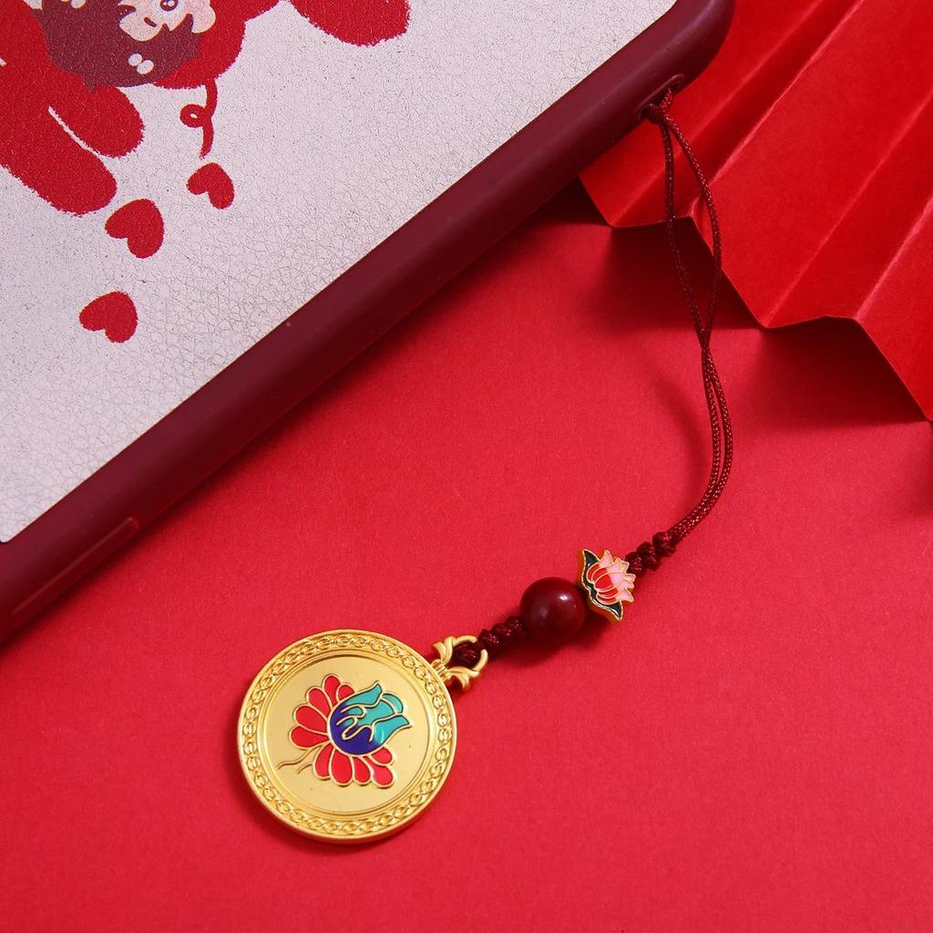 Древний золотой эмалевый кулон Закирам Богиня богатства брелок и брелок для телефона