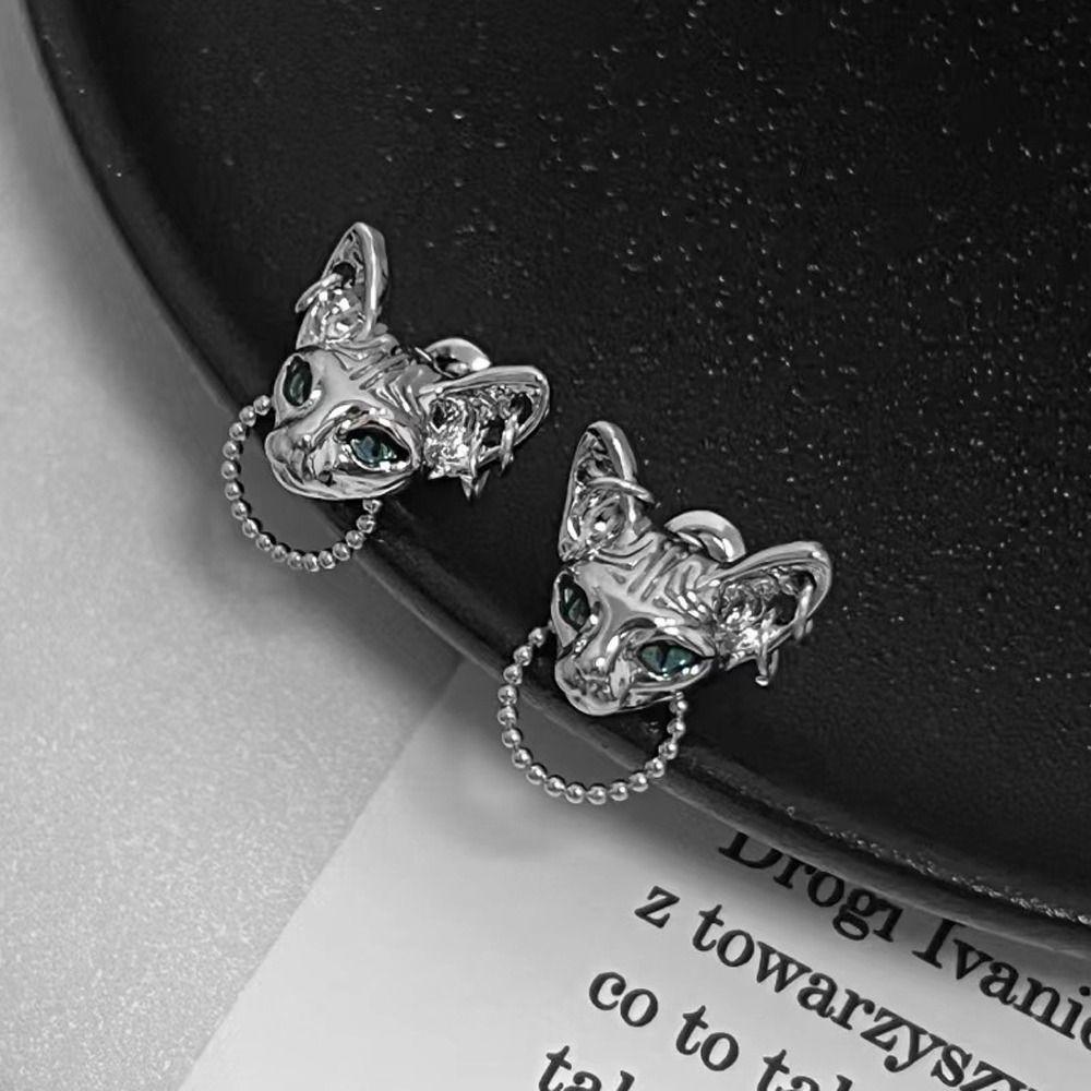 Подарок Винтажные серьги-гвоздики Кошка Сфинкс Девочка Женские Готические серьги Серьги-гвоздики Серьги в корейском стиле