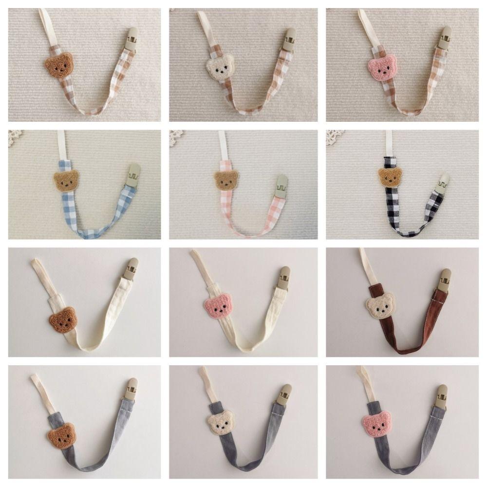 Bear Baby Cloth Pacifier Chain Embroidery Nipple Holder Clips Anti-lost Soother Holder  Baby