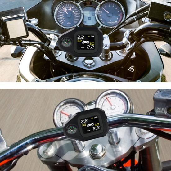 Мотоциклетная TPMS с компасом, пылезащищенная, простая установка, термостойкая, энергосберегающая, ЖК-дисплей