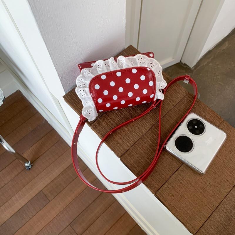 Мини маленькая женская сумка 2025 новая модная кружевная сумка на плечо премиальная сумка-мессенджер в горошек маленькая квадратная сумка