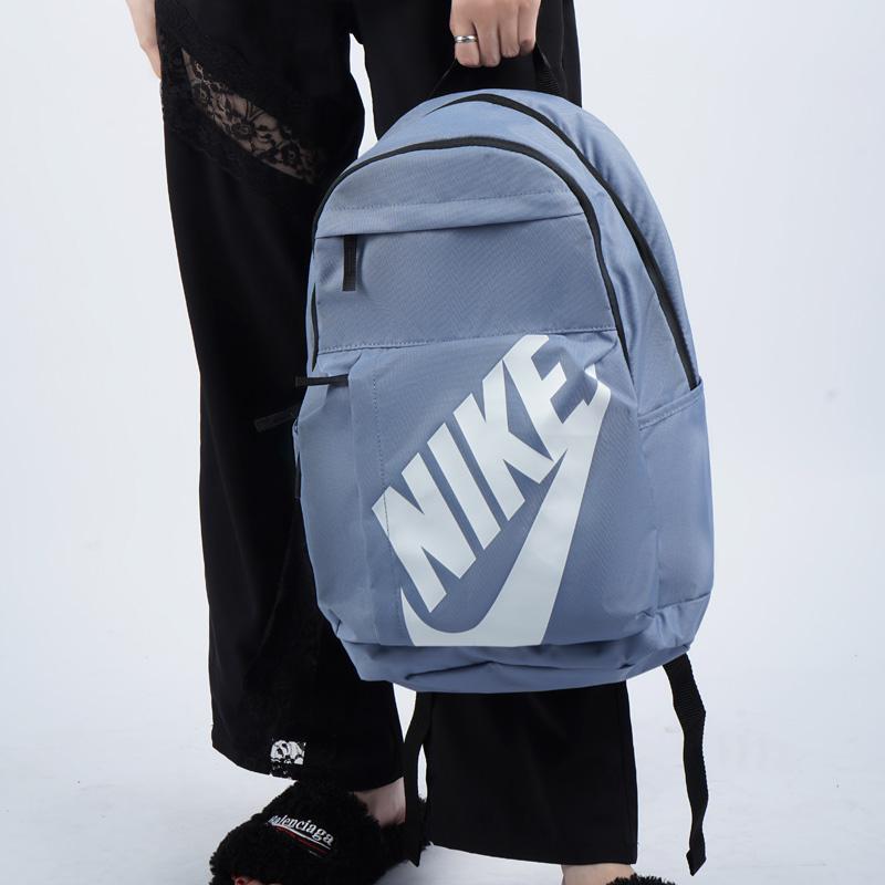 Nike Базовый Спортивный Повседневный Рюкзак на Молнии с Принтом Логотипа Унисекс Рюкзак Светло-Синий Серый CK0944-446