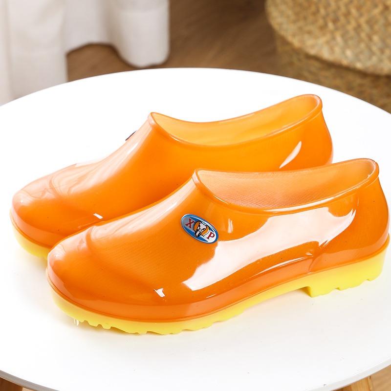 Низкие оранжевые мужские дождевые ботинки модные красные резиновые ботинки женские нескользящие с низким голенищем уличные черные ПВХ ботинки для воды