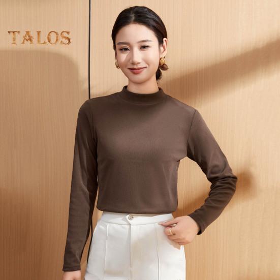 Женские нижние топы DE Velvet Self-Heating Thermal Top Half High Gate Long Sleeve Slim Fit Base Layer Shirt