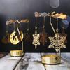 Hollow Metal Rotating Tea Light Holder Metal Rotating Candlesticks  Gift