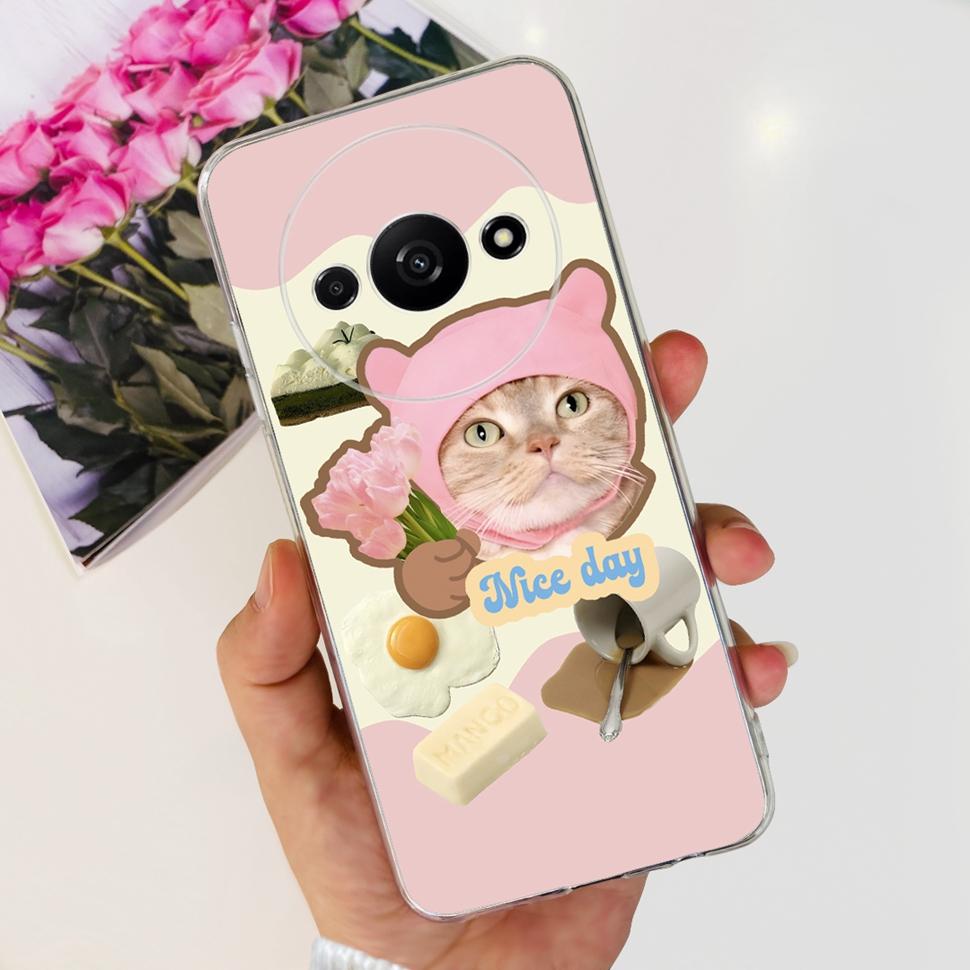 Чехол для Xiaomi Redmi A3 RedmiA3 Цветочный Мультяшный Fundas Мягкий Силиконовый Корпус Для Xiaomi Poco C61 PocoC61 Coque Ультратонкая Крышка