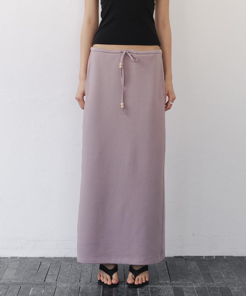 After Glow Wood Detail Drawstring Maxi Skirt_Taupe Pink