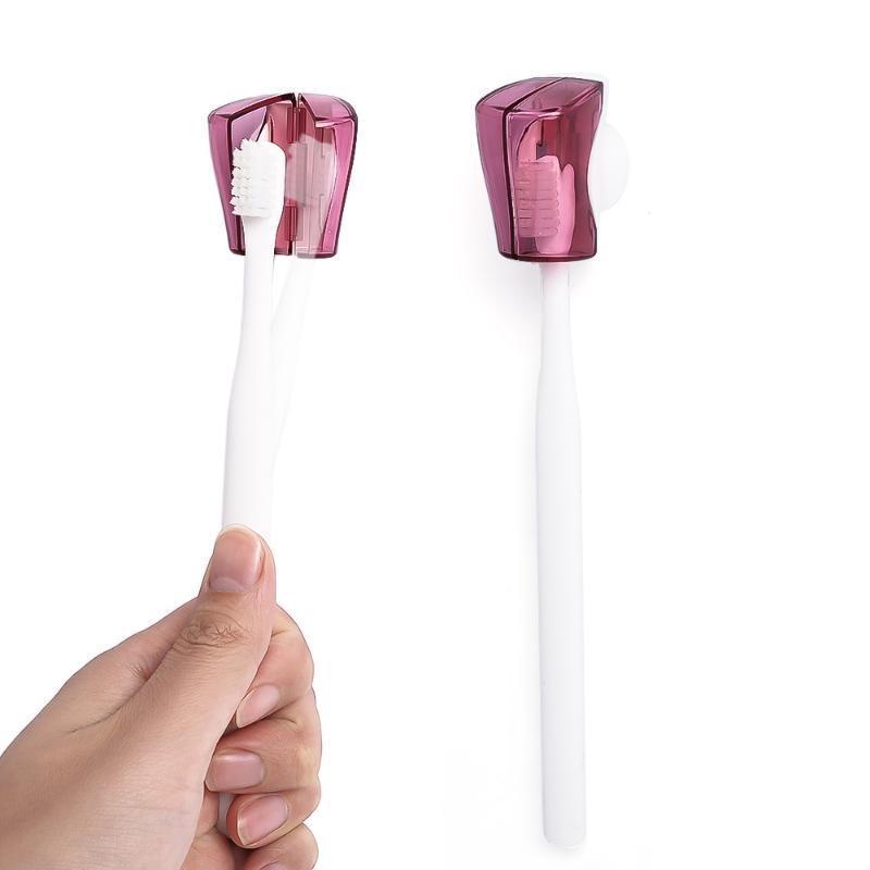 Household Family Wall Mounted Dust Proof Toothbrush Holder Rack Bathroom Creative Sucker Toothbrush Dust Cover