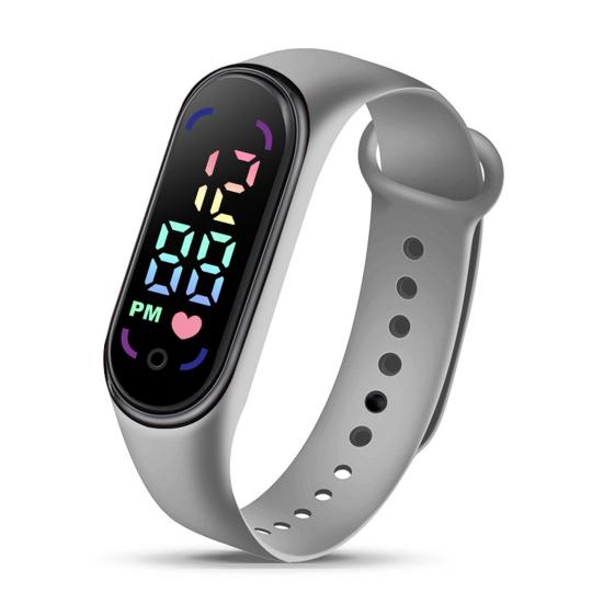 Студенческие детские электронные часы, модный водонепроницаемый спортивный браслет со светодиодным дисплеем, закругленный циферблат, регулируемый силиконовый ремешок, цифровые детские часы