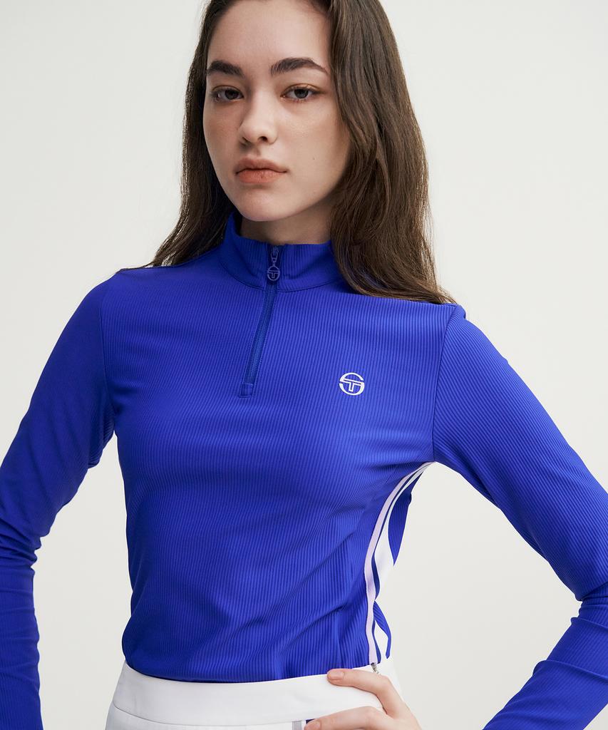 SERGIO TACCHINI W Goat Rib Half-Zip Long Sleeve T-Shirt