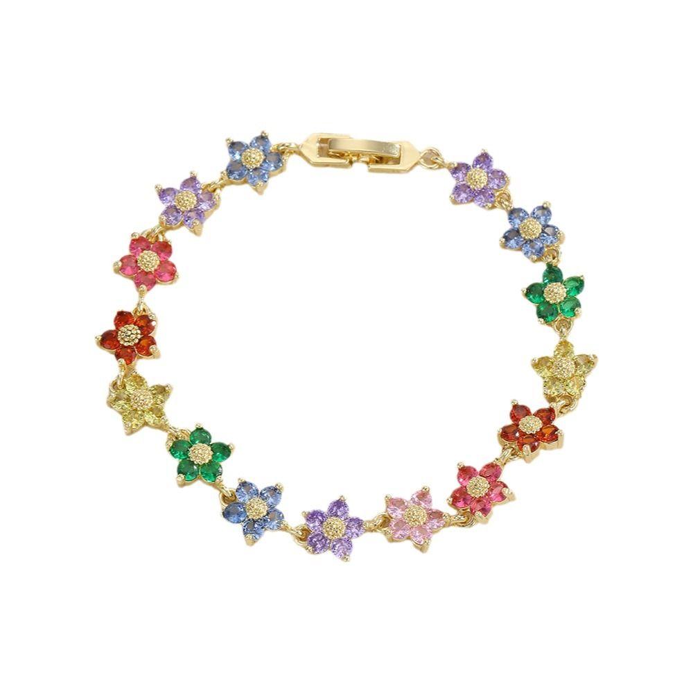 Unique Colorful Zircon Bangle Light Luxury Women Handchain Dopamine Wrist Jewelry Holiday Party