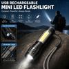 Мини-фонарик Super Bright LED с боковым светом COB, перезаряжаемый через USB, с зумом, для кемпинга, туризма, повседневного использования
