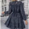 Spring and Summer Elegant Retro Lace Long Sleeve Dress Women Fashion A Line Casual Loose Dresses Women Slim Fit Solid Party Club Female Dress 26645