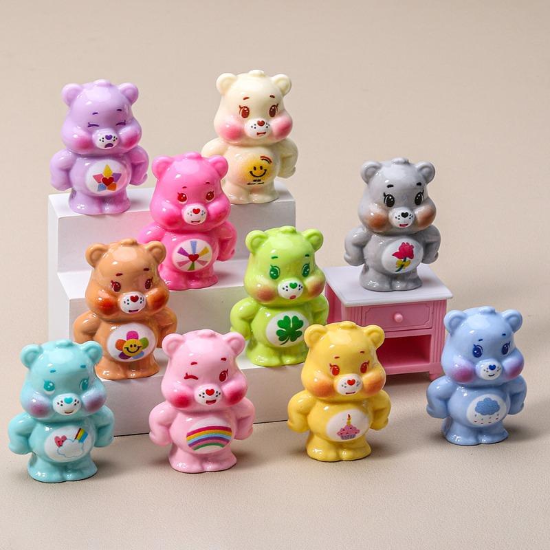 Care Bears New 10Pcs Kawaii Cute Mini Toys Keychain Accessories Car Decorations Room Decorations Girls Birthday Gifts
