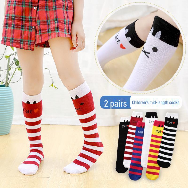 Весенние и осенние гольфы для девочек с милым рисунком - гольфы средней длины для детей и младенцев