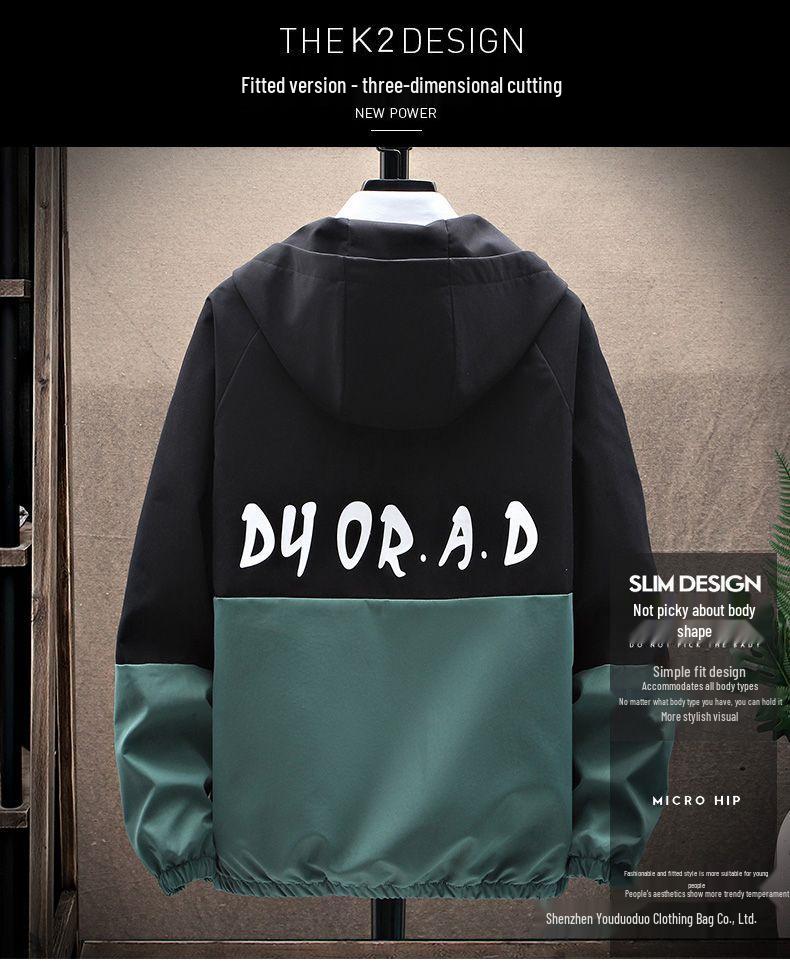 Мужская модная рабочая куртка с капюшоном в корейском стиле для подростков