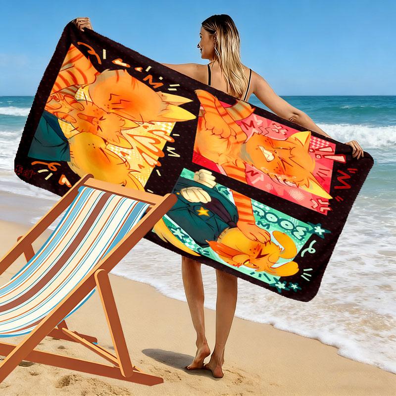 Dog Man Print Beach Towel, Large Soft Quick Dry Towel for Beach Camping Swimming