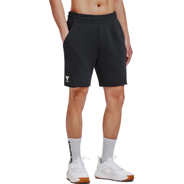 Under Armour Project Rock однотонные повседневные тренировочные шорты средней посадки с прямыми штанинами, мужские шорты черного цвета 1383186-001