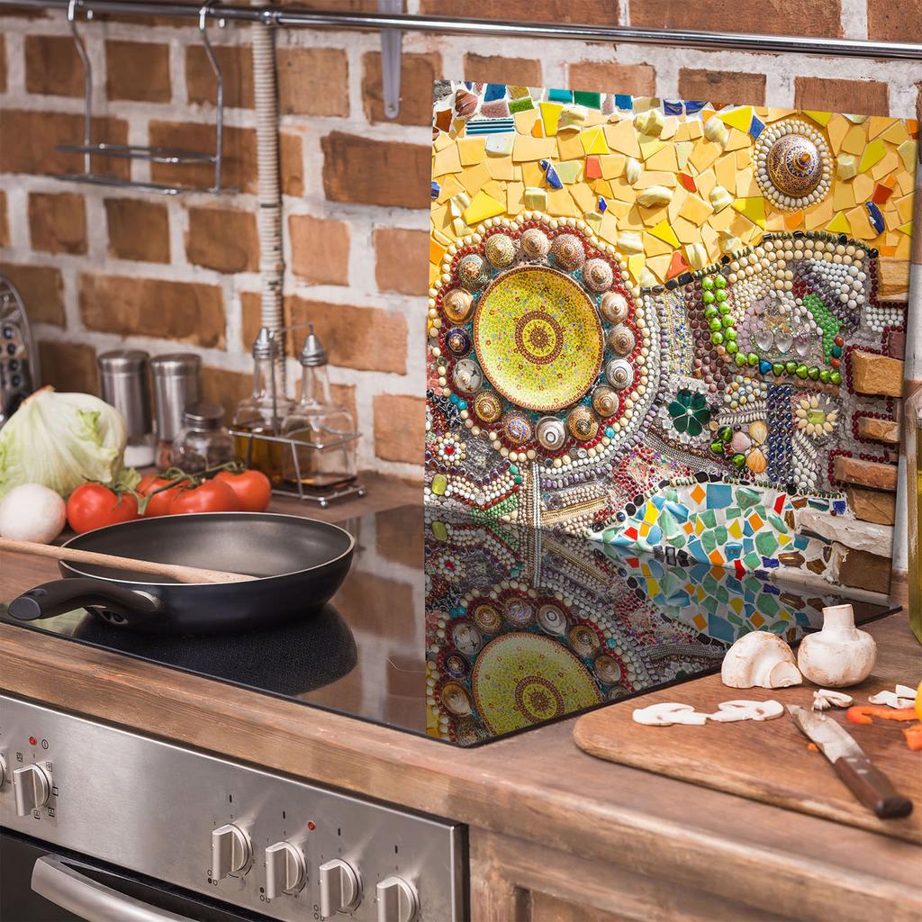 GLASS PROTECTIVE PLATE FOR STOVE 60x52 MOSAIC