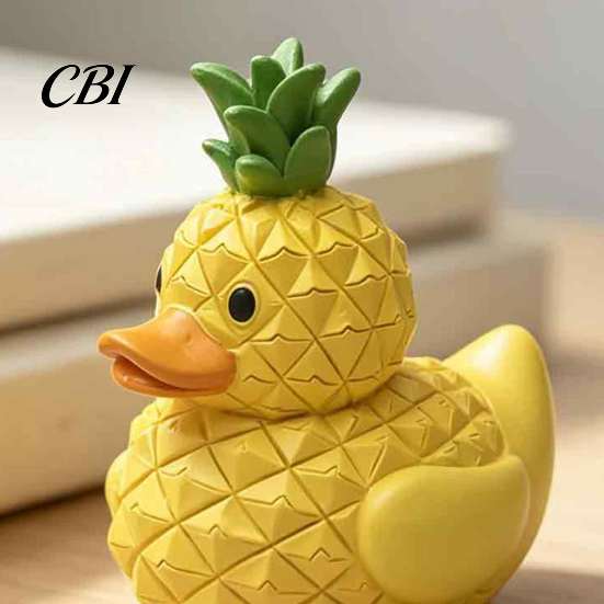 Unique Gifts for Friends Adorable Fruit Duck Figurine, Resin Apple Strawberry Peach Banana Sculpture, Mini Children Room Ornaments Desk Decor