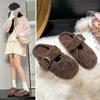 Fashion Versatile Bag Head Fluffy Shoes Women Wear Lazy Women Flat-bottomed Cotton Drag Sheepskin Fur Integrated Half Slippers Velvet Winter
