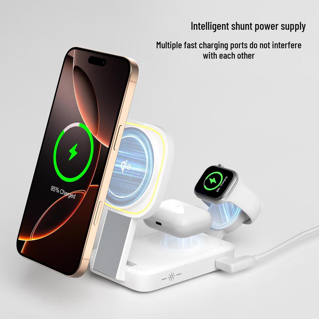 Мощное 3-в-1 беспроводное зарядное устройство Qi2 MagSafe для телефонов Apple