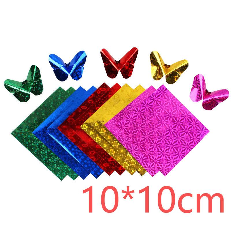 Листы квадратная бумага для оригами с боковым эффектом, лазерная бумага, блестящая бумага, сделай сам, детская сложенная бумага, украшение для скрапбукинга, 50 шт.