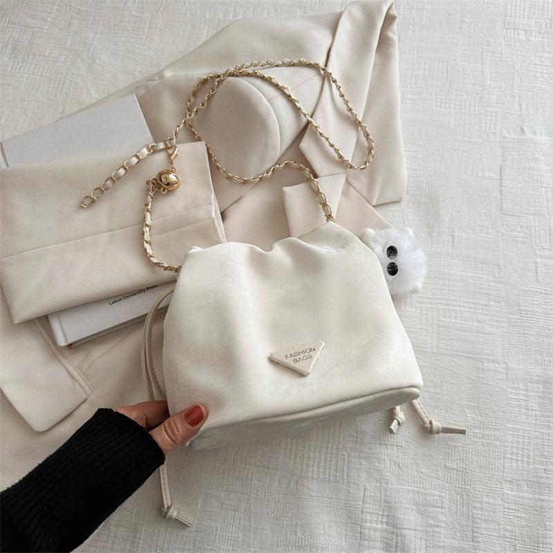 Весенняя повседневная сумка через плечо с цепочкой, популярная ретро-сумка, новый стиль, модная повседневная сумка-ведро, женская сумка