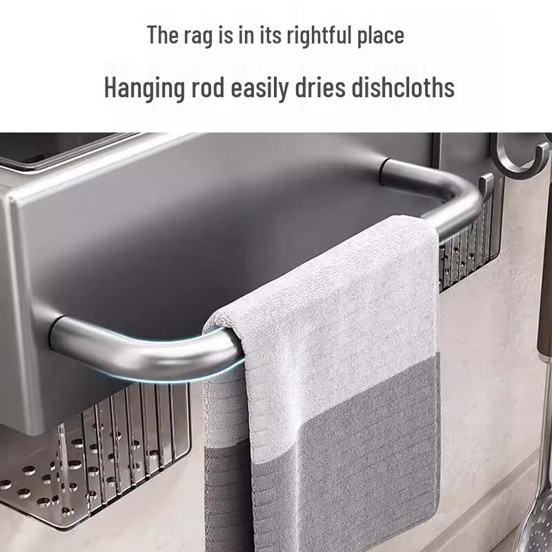 Punch-Free Stainless Steel Kitchen Knife Holder with Utensil Caddies